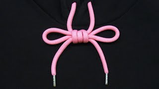 How to tie two hoodie strings together. Decorative hoodie strings single bow knot tutorial.