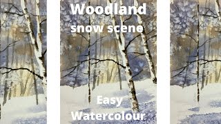 Woodland snow scene : easy watercolour