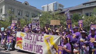 Janitors rally in Denver for better contracts in Colorado