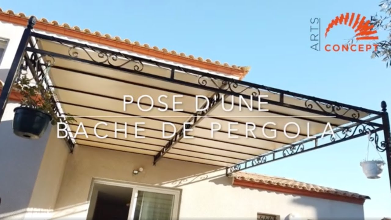 POSE D'UNE BÂCHE/TOILE DE PERGOLA - YouTube