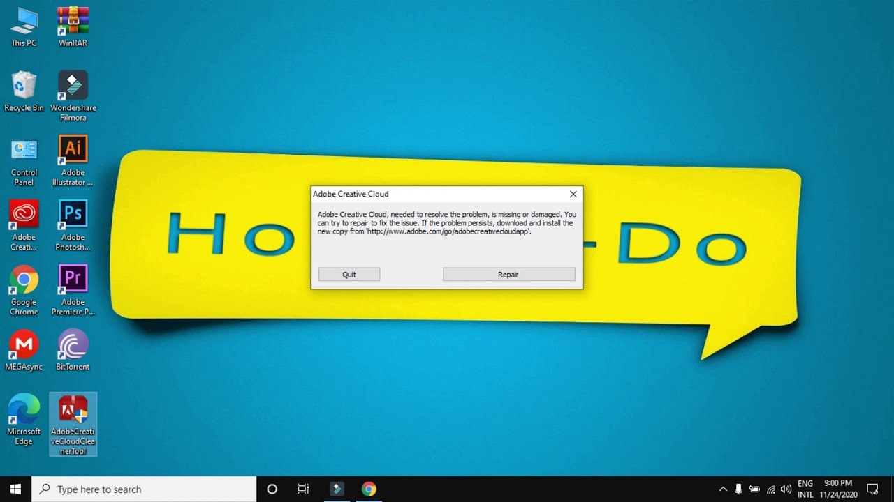 How To Fix Adobe Creative Cloud Needed To Resolve This Problem Is ...