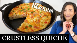 CRUSTLESS QUICHE | KETO | LOW CARB | GLUTEN FREE | HAM AND CHEESE OMELETTE BAKE |