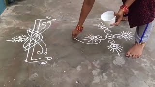 రోజువారీ వాకిట్లో సింపుల్ ముగ్గు/chitresh tv/simple rangoli/easy muggu