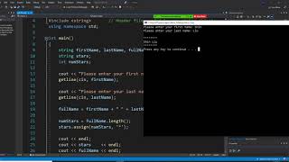 C++ programming, read input string with getline, use length and assign functions from string class