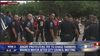 Angry crowd confronts Farmers Branch mayor after city council meeting