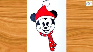 Mickey mouse Drawing||Christmas Drawings||Easy Drawing ideas for Beginners