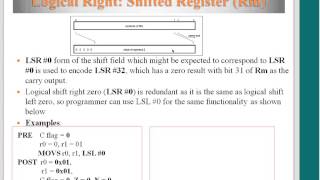 Shift Operations, shift Operations using RS lower byte, Immediate value encoding