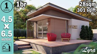 Tiny House Design 28sqm.(301 sq ft) 1-Bedroom with Minimalist Interior Design