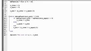 MATLAB Tutorial Part 8 Bisection Method Root finding EngEgy com