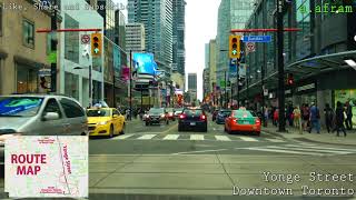 Driving Downtown Toronto on Yonge Street from Queen St. to Finch Ave in Canada 4K