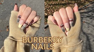 Painting a Fall Burberry Nails Set | Press-on Nails | Angele Jelly Altieri