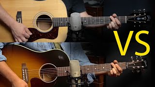 J-45 vs D-40 : Dread Comparison, Gibson and Guild Mahogany Acoustics