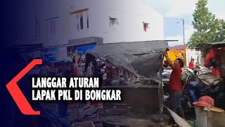 Langgar Aturan, Lapak PKL Di makassar dibongkar Petugas