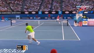 Great volley from Federer #8 [Rafael Nadal vs Roger Federer] (Australian Open 2012 SF)