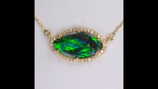 14K Yellow Gold Ammolite and Diamond Necklace 5.70 Carats