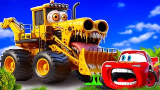 Lightning McQueen \u0026 Tow Mater VS bulldozer Truck ZOMBIE slime Zombie Apocalypse in BeamNG.drive 🧟‍♂️