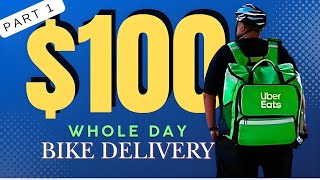 UBEREATS AND DOORDASH BIKE DELIVERY. GUESS HOW MUCH I MADE IN A DAY?