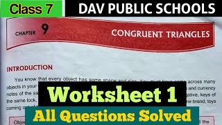 DAV class 7 maths chapter 9 Congruent triangles worksheet 1 all questions solved