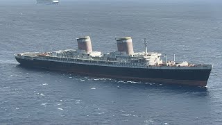 Aerial View of SS United States Under Tow by Vinik No. 6 offshore Boca Raton, FL