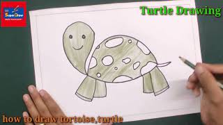 easy Turtle drawing 🐢 | How to draw Turtle step by step - cartoon Turtle Drawing Colouring