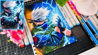 Drawing Kakashi Hatake with Chidori from Naruto Shippuden