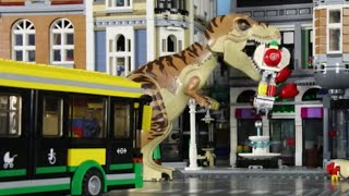LEGO Jurassic World T-Rex City Rampage! STOP MOTION LEGO Dinosaur vs Bus | LEGO | Billy Bricks