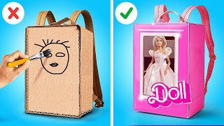 ARTESANATO COM PAPELÃO \u0026 DICAS PARA PAIS! 💖 Como Mamãe Fez Uma Bolsa da Barbie Para Mim