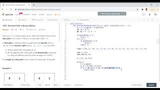 LeetCode 1091: Shortest Path in Binary Matrix: Python Medium
