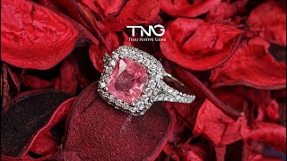 GIA certified 1.59 carat Unheated Padparadscha Sapphire Diamond Ring Set in Platinum (PT950)