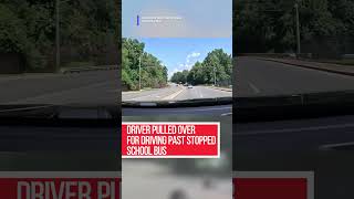 Driver blows by a stopped school bus while a police officer is behind it