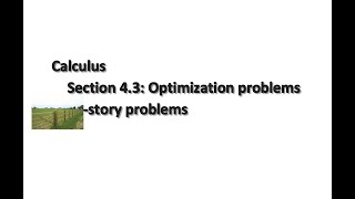 Calculus: Section 4.3 - Optimization problems