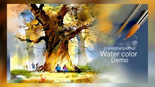 Evening light in watercolor |    watercolor demo by prakashanputhur