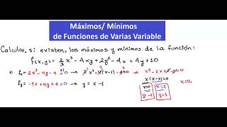 Maximos y Mínimos de funciones de 2 variables