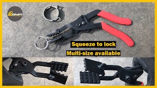 GongMaw / Pinch Off Pliers / How the unique Jaw design apply on multi-size of spring hose clamp