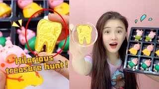 Hilarious treasure hunt! Peppa Pig that you can ”eat ”! Bite out a tooth fairy gold coin