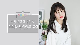 여자전체가발/인조모/미디움레이어드C컬