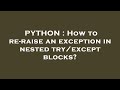 PYTHON : How to re-raise an exception in nested try/except blocks?