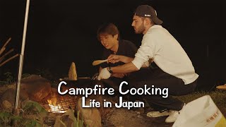 Campfire cooking in the Japanese countryside