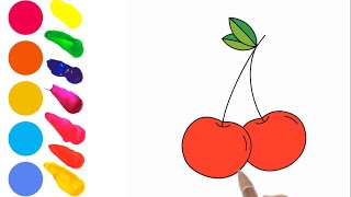 Let's Draw Cherries🍒 : Easy Fruit Drawing Tutorial for Kids | Magic Art 🎨