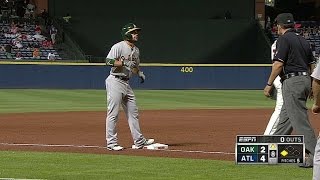 OAK@ATL: Fuld hits double, advances to third on error