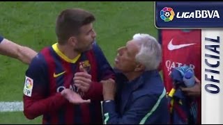 Altercation between Busquests, Messi and the referee