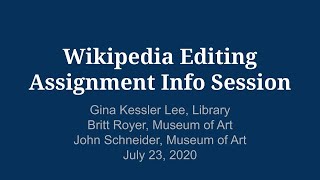 Wikipedia-Editing Assignment Info Session with SMC Library and Museum