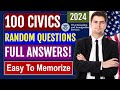 Master 100 Civics Questions Random Order for US Citizenship Interview 2024 (2X)