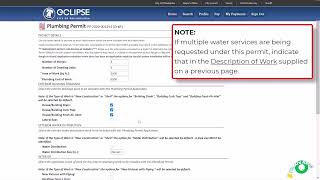 Applying for a plumbing permit in eCLIPSE