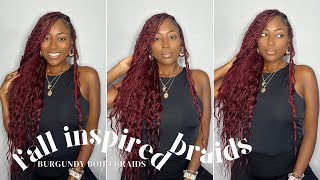 Fall Color 🍁 Inspired DIY Boho Knotless Braids Tutorial| Human Ends Hack | ft. Eayon Hair