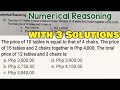 CSE Numerical: 10 tables is equal to 4 chairs. Price of 15 tables and 2 chairs together is P4,000