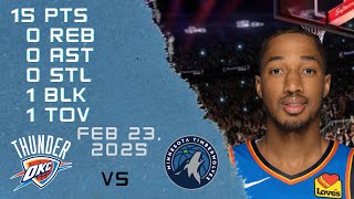 Aaron Wiggins Player Full High Lowlights vs TIMBERWOLVES 23 02 2025 Regular Season