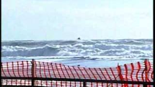 Waves Crash Into Sea Wall At Hampton Beach