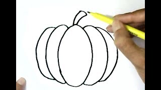 How to draw a pumpkin step by step for  beginners