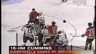 Jim Cummins (CHI) Goes Crazy! 8 Game Suspension, 3/11/96 jumps Brad Smyth (FLA)